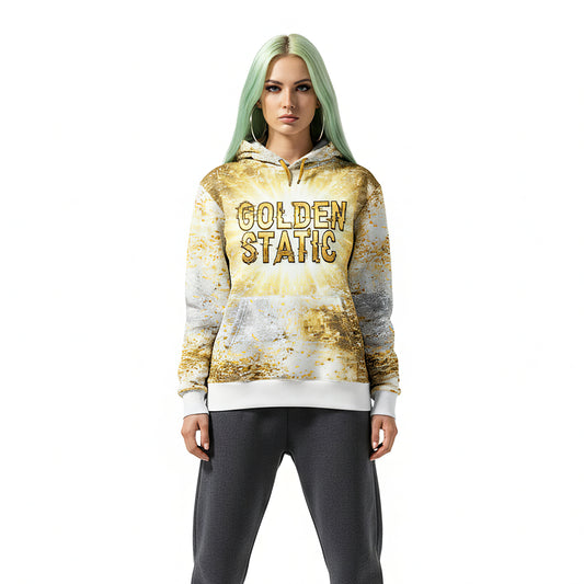 Golden Static Digital Glitch Luxury Hoodie