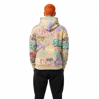 Postcard Club Retro Travel Car Pastel Graffiti Hoodie