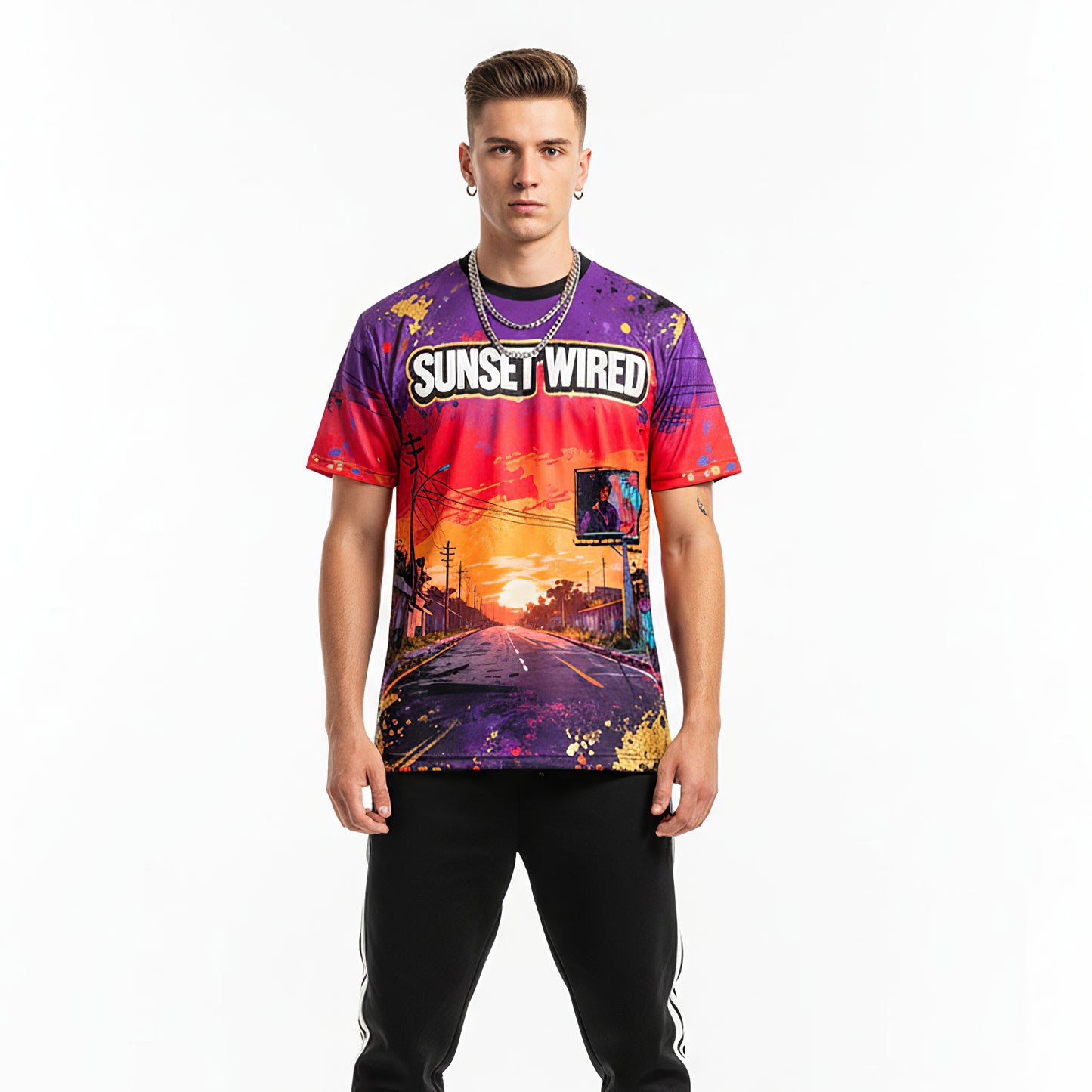 Sunset Wired California Vaporwave Street Graffiti T-Shirt