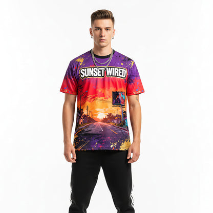 Sunset Wired California Vaporwave Street Graffiti T-Shirt