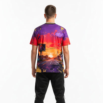 Sunset Wired California Vaporwave Street Graffiti T-Shirt