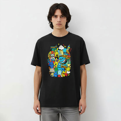 Cute Doodle Crowd Happy World Unisex T-Shirt