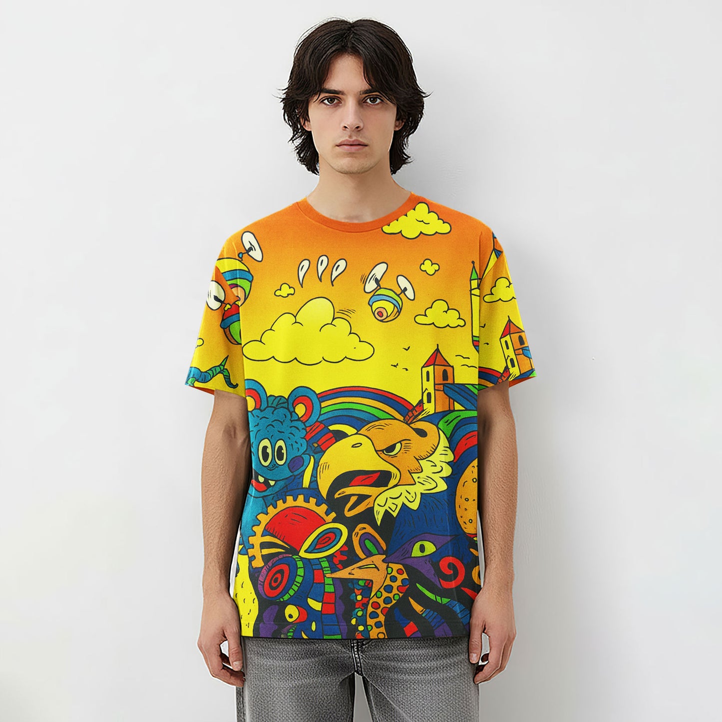 Pop City Doodle Art Colorful All-Over Print Unisex T-Shirt