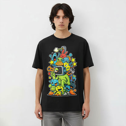 Retro Doodle TV Head Graphic Unisex T-Shirt