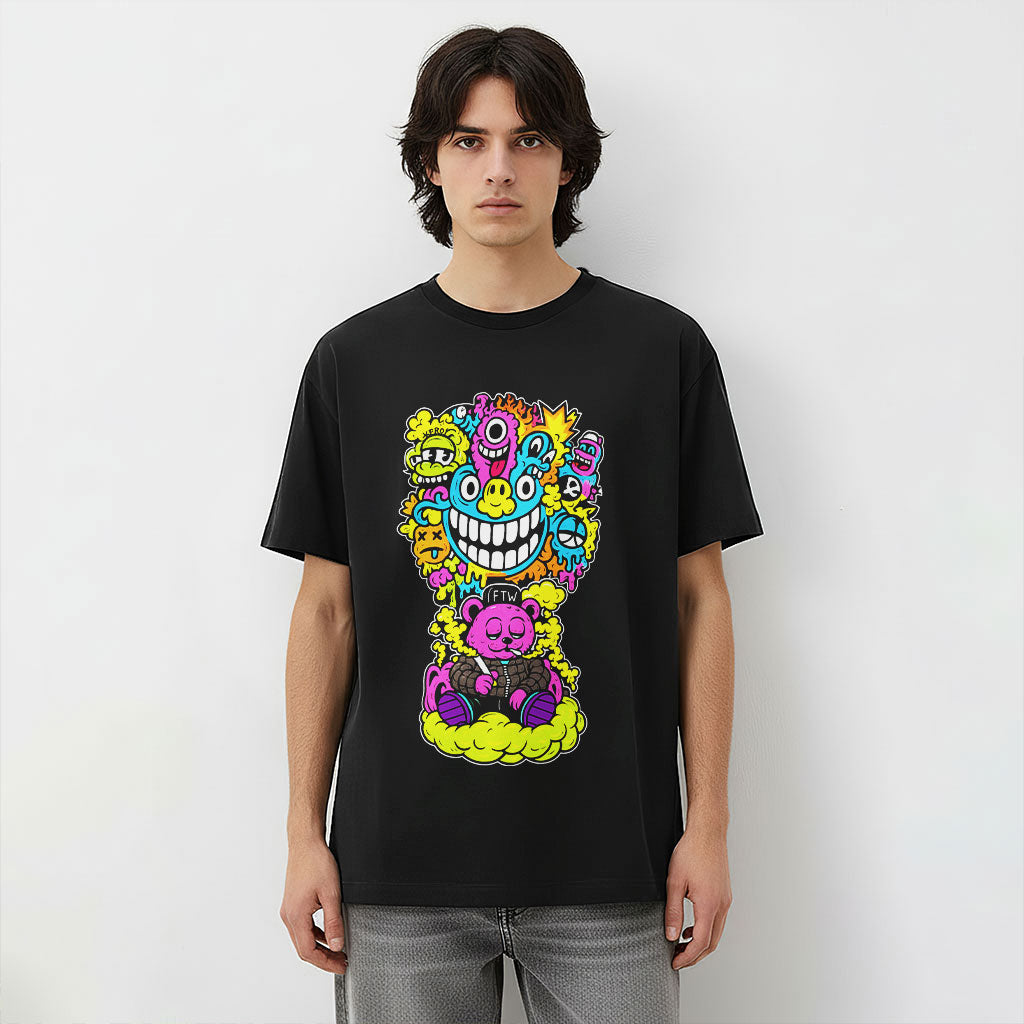 Acid Pop Doodle Bear Unisex Graphic T-Shirt
