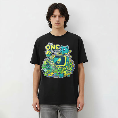 Cosmic Cat “Just One More” Doodle Graphic T-Shirt