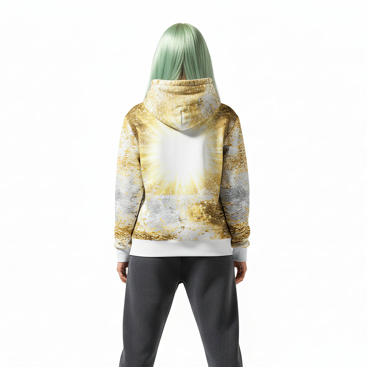 Golden Static Digital Glitch Luxury Hoodie