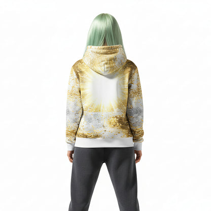 Golden Static Digital Glitch Luxury Hoodie