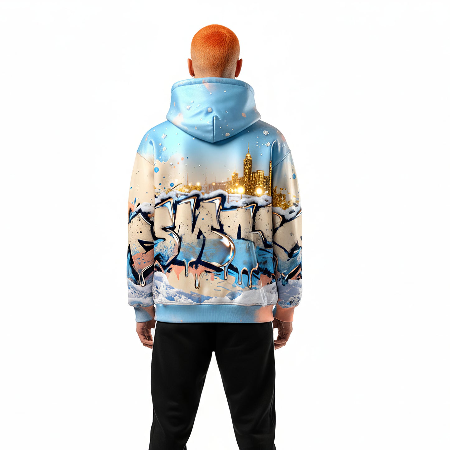 Winter Mirage Snowfall City Graffiti Luxury Hoodie