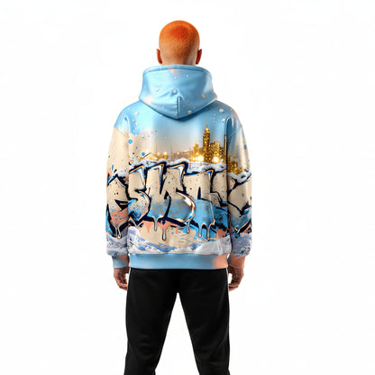 Winter Mirage Snowfall City Graffiti Luxury Hoodie
