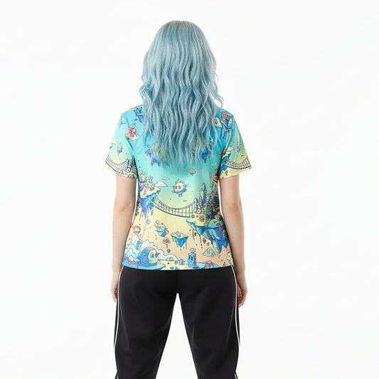 Paradise Dream Pop Surreal Floating City Doodle Shirt