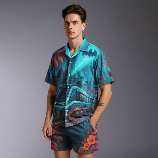 Neo Gotham Hawaiian Shirt & Shorts Set
