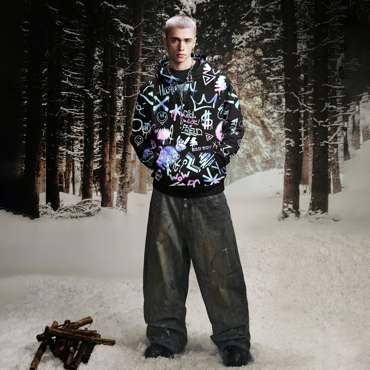 Midnight Graffiti Streetwear Hoodie