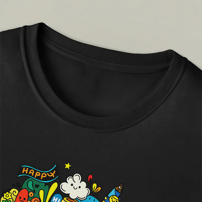 Cute Doodle Crowd Happy World Unisex T-Shirt