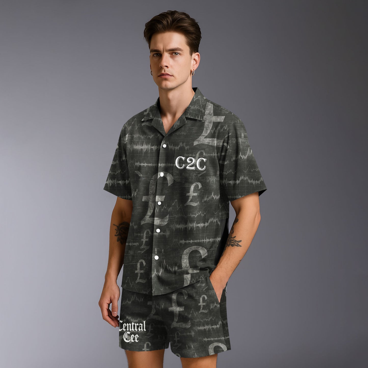 CentralC2C Hawaiian Uniform Shirt & Shorts Set