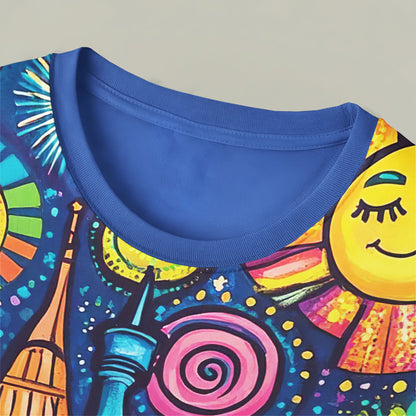 Midnight City Lights Doodle All-Over Print Unisex T-Shirt