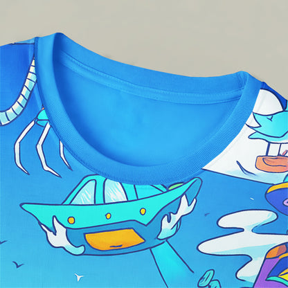 Summer Vibes Paradise Doodle All-Over Print Unisex T-Shirt