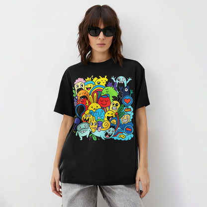 Doodle Character Block Unisex Graphic T-Shirt
