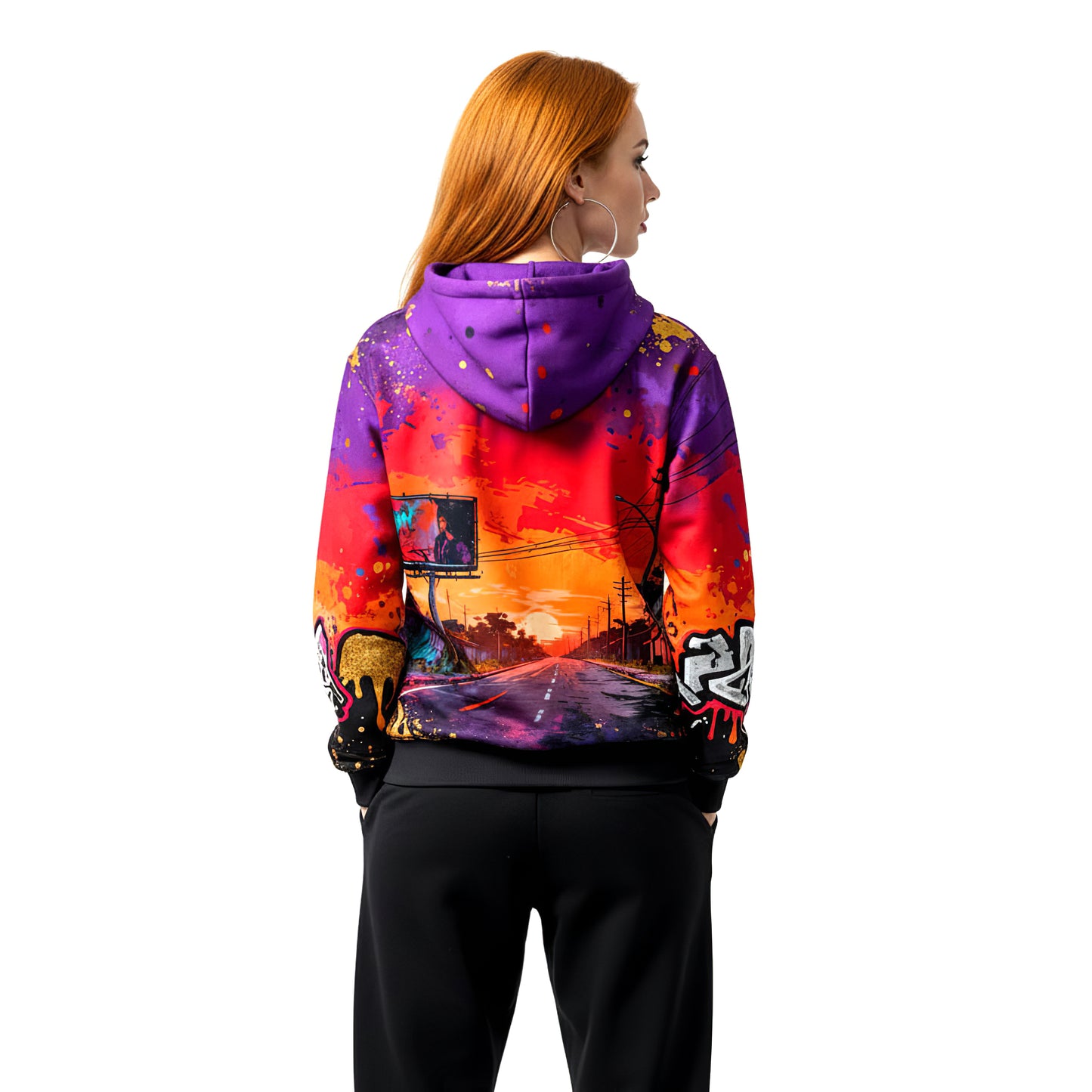 Sunset Wired California Vaporwave Street Graffiti Hoodie