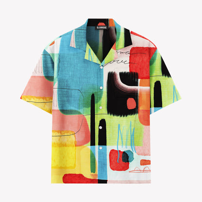 Abstract Color Block Hawaiian Shirt