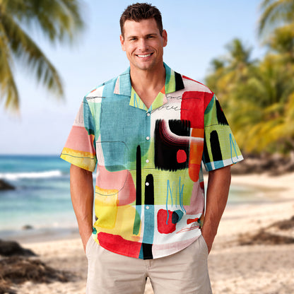 Abstract Color Block Hawaiian Shirt