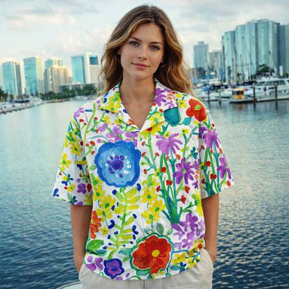 Artistic Painted Floral Hawaiian Shirt