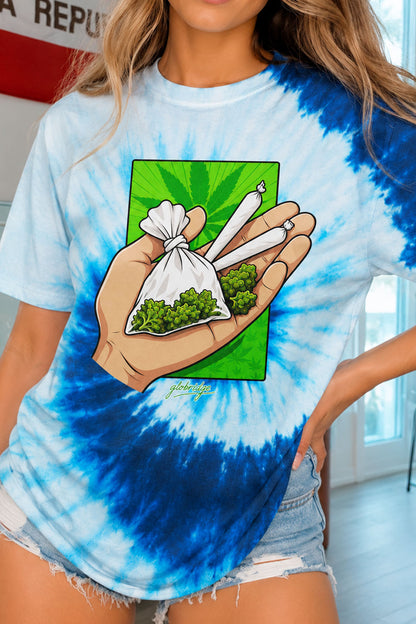 Blue Tie Dye Hand of Green T-Shirt