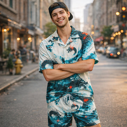Celestial Jade Dragon Shirts & Shorts Set