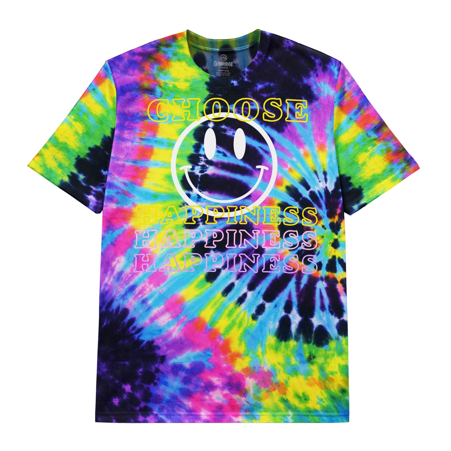 Choose Happiness Smiley Psychedelic Tie Dye T-Shirt