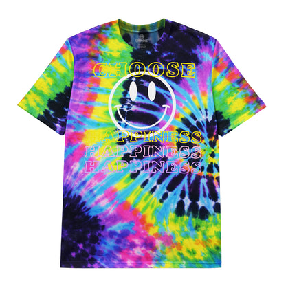 Choose Happiness Smiley Psychedelic Tie Dye T-Shirt