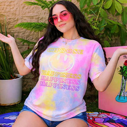 Choose Happiness Smiley Tie Dye T-Shirt