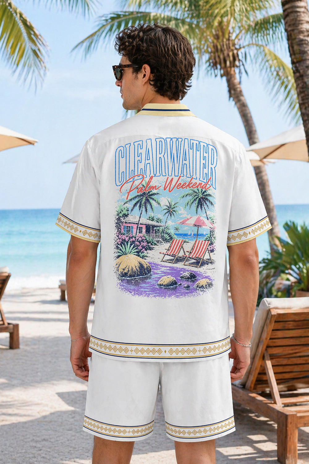 Clearwater Palm Weekend Hawaiian Shirt & Shorts Set