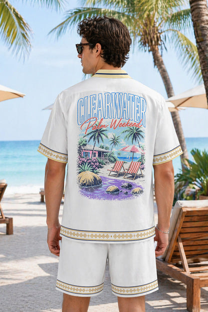 Clearwater Palm Weekend Hawaiian Shirt & Shorts Set