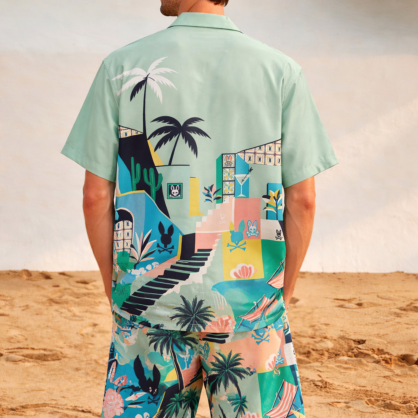 Coastal Villa Hawaiian Shirt & Shorts Set