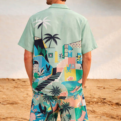 Coastal Villa Hawaiian Shirt & Shorts Set
