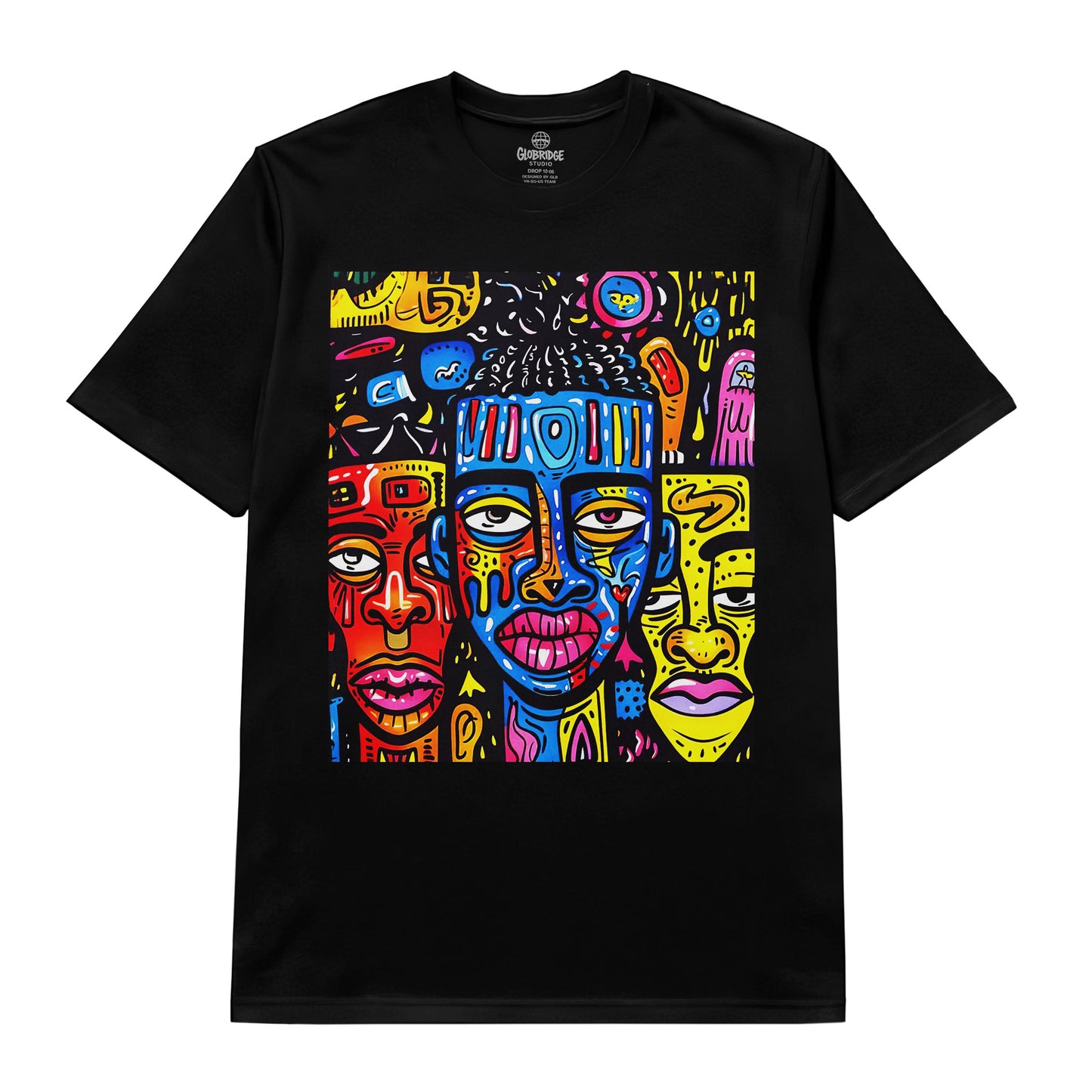 Colorful Abstract Faces Doodle T-Shirt