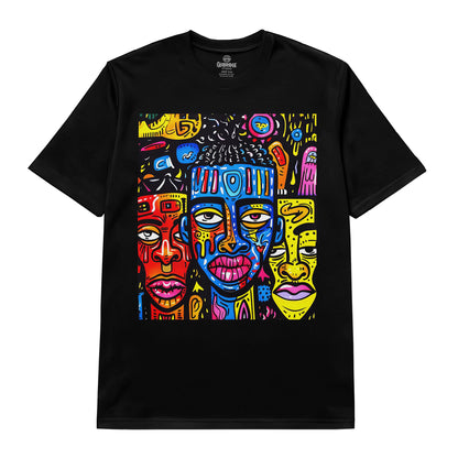 Colorful Abstract Faces Doodle T-Shirt