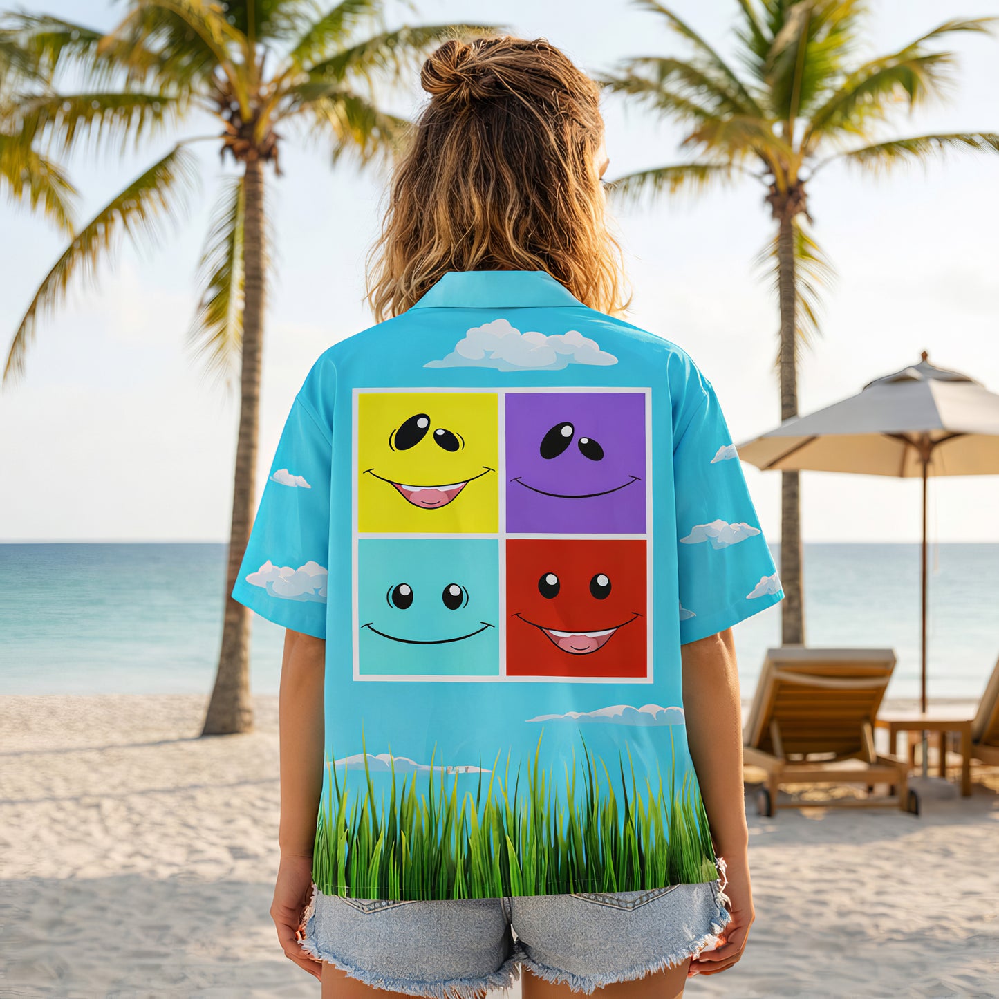 Colorful Smiley Face Summer Hawaiian Shirt