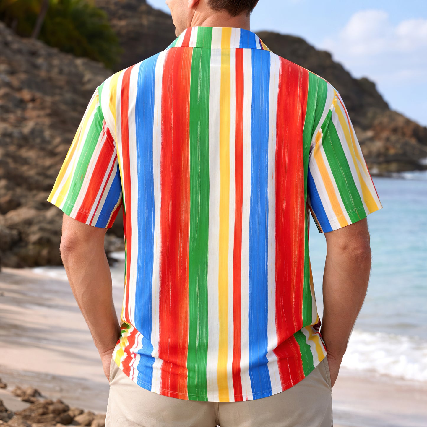 Colorful Stripe Hawaiian Shirt
