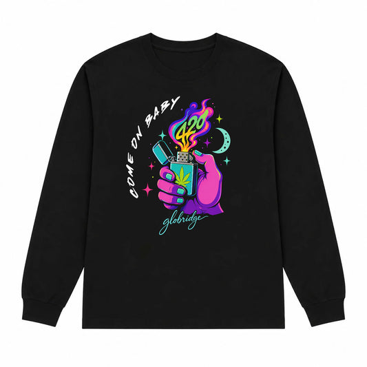 Come On Baby 420 Cannabis Graphic Long Sleeve Shirt