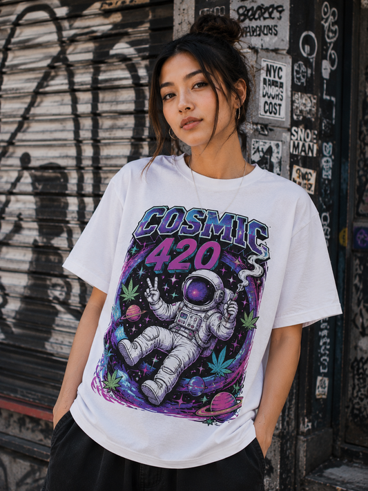Cosmic 420 Astronaut Space Stoner Tee