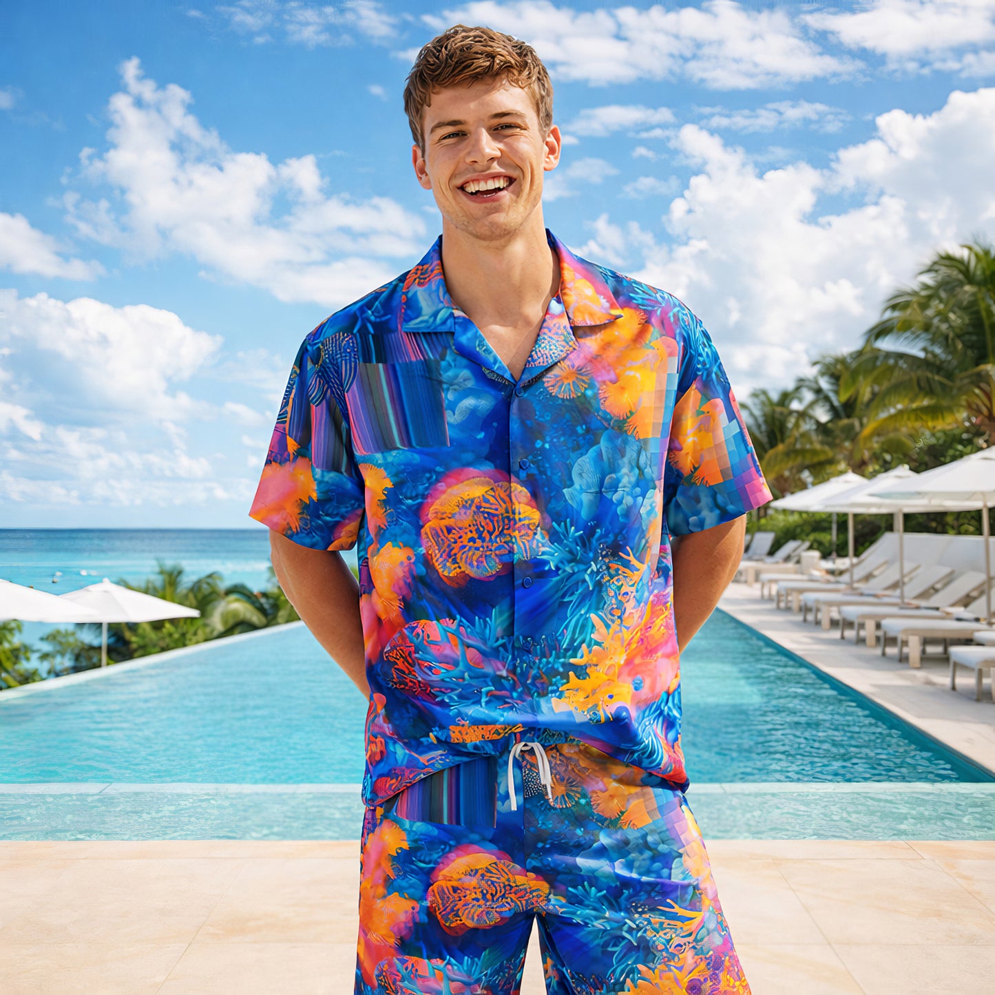 Cyber Coral Dreamwave Shirts & Shorts Set