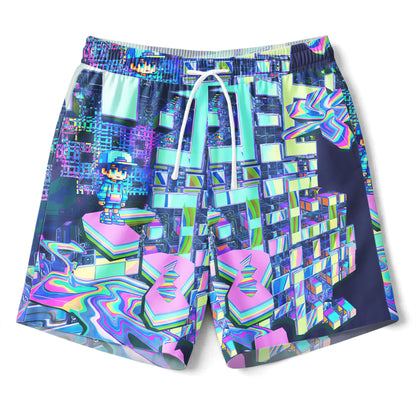 Cyber Glitch Art Summer Shirt & Shorts Set
