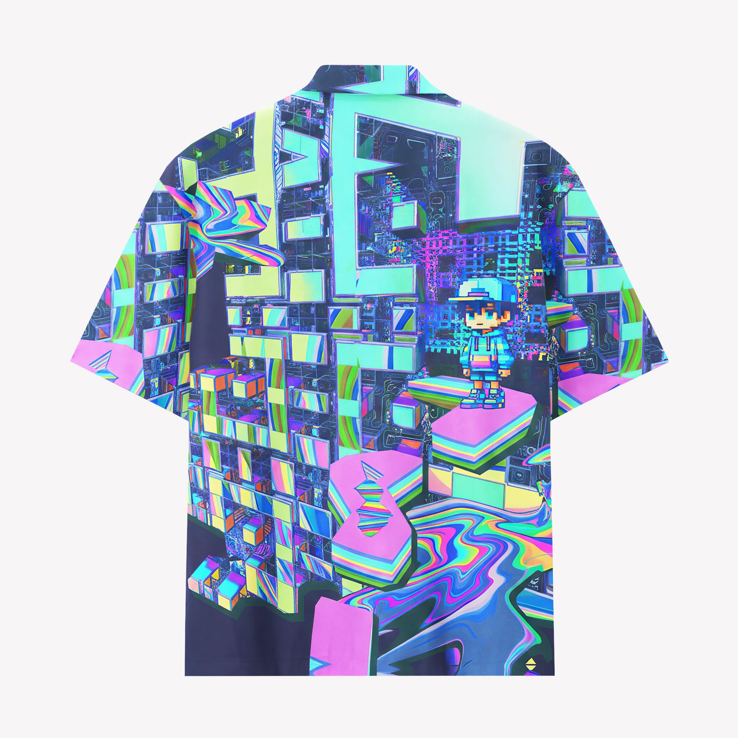 Cyber Glitch Art Summer Shirt & Shorts Set