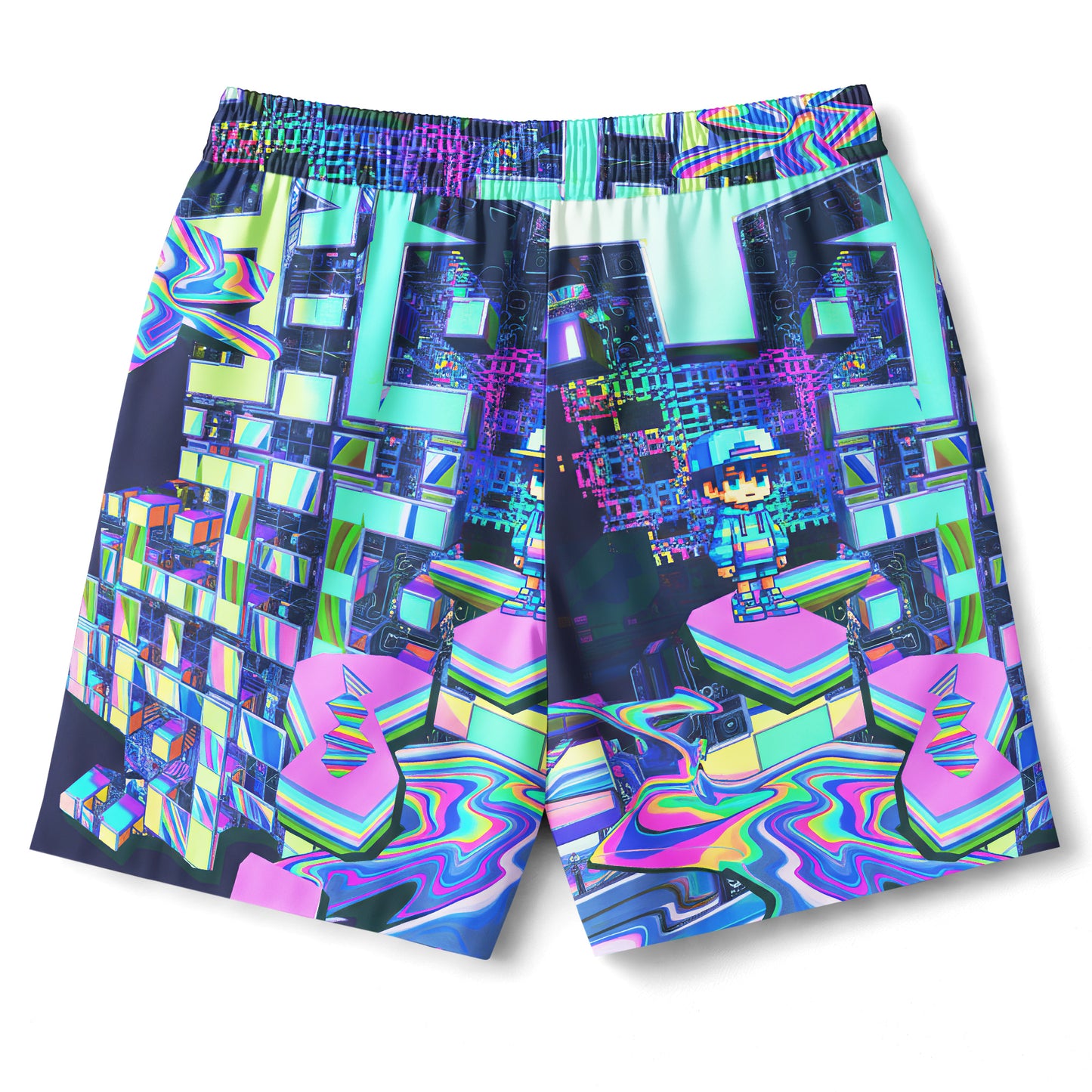 Cyber Glitch Art Summer Shirt & Shorts Set