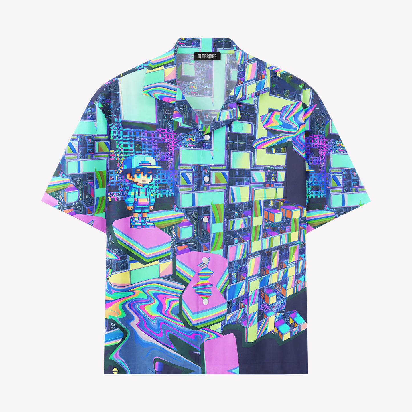 Cyber Glitch Art Summer Shirt & Shorts Set