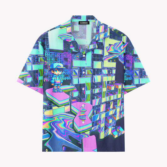 Cyber Glitch Art Summer Shirt & Shorts Set