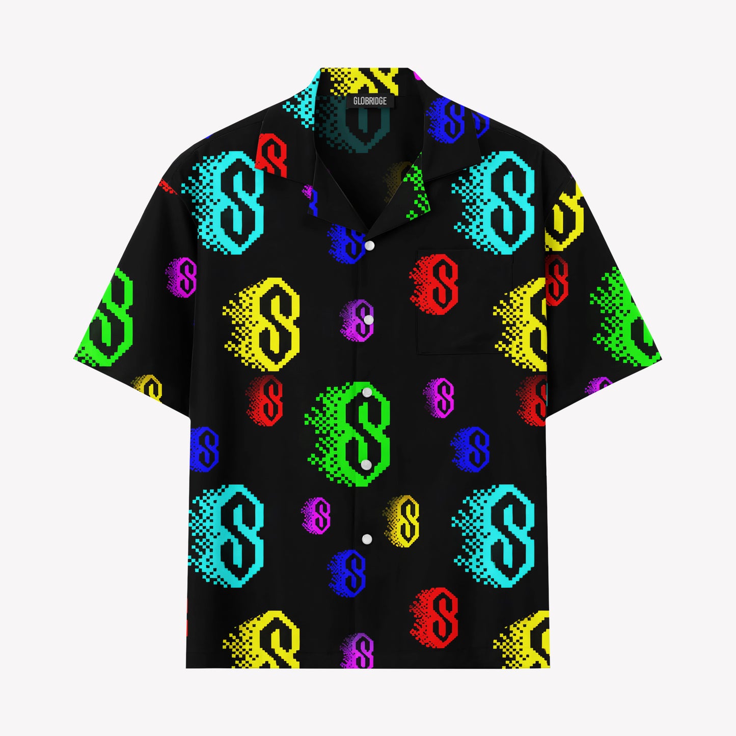 Cyber Neon Glitch Hawaiian Shirt
