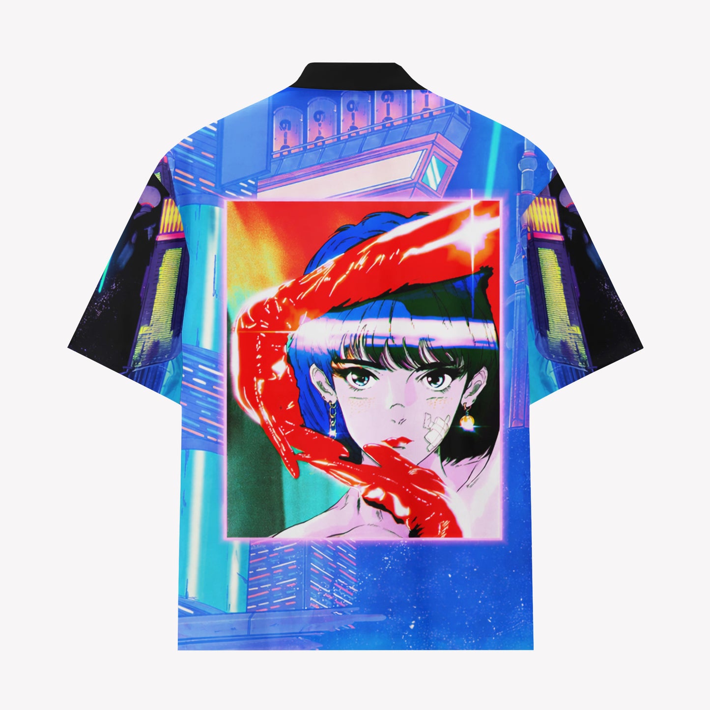 Cyberpunk Anime Neon City Hawaiian Shirt