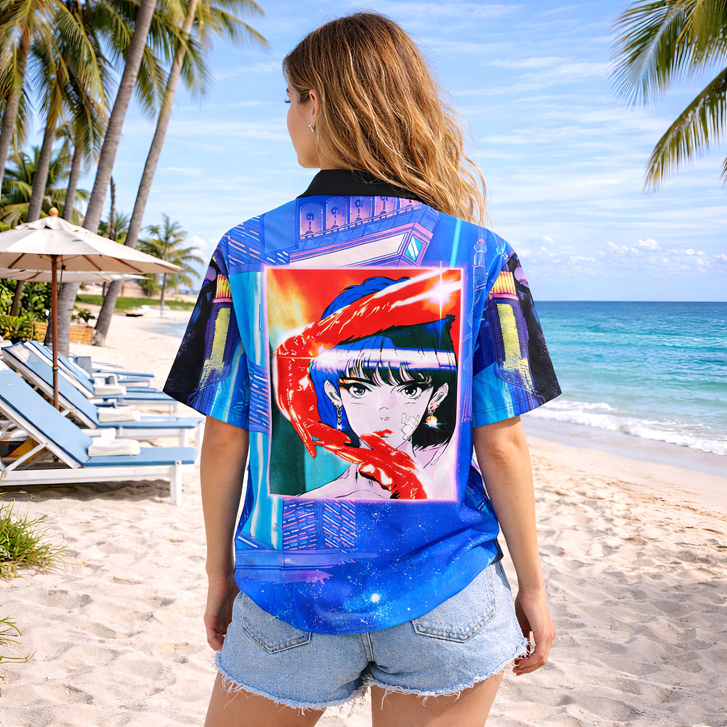 Cyberpunk Anime Neon City Hawaiian Shirt